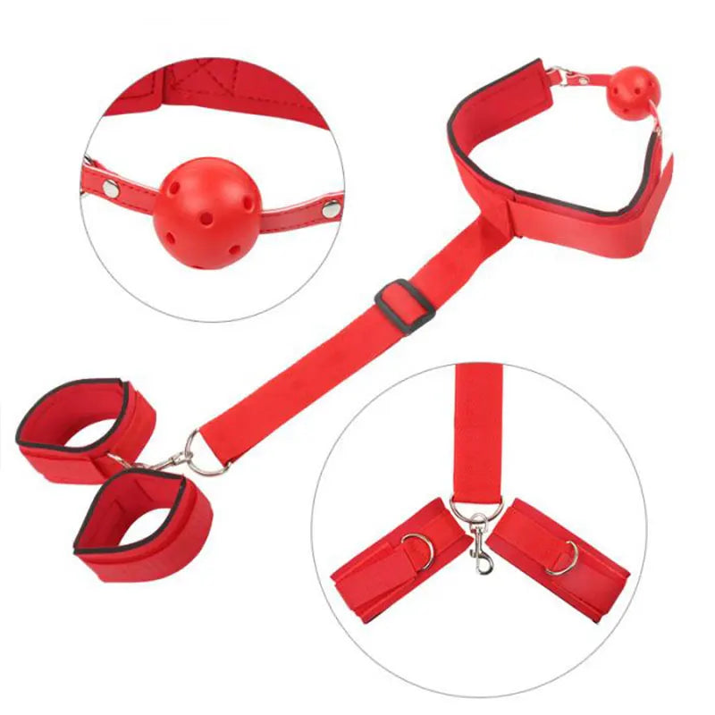 Sex Toys For Couples, BDSM Fetish SM, At The Back Bondage Handcuffs Kit Mouth Plug, Adult Games