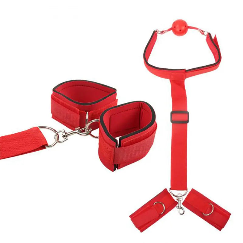 Sex Toys For Couples, BDSM Fetish SM, At The Back Bondage Handcuffs Kit Mouth Plug, Adult Games