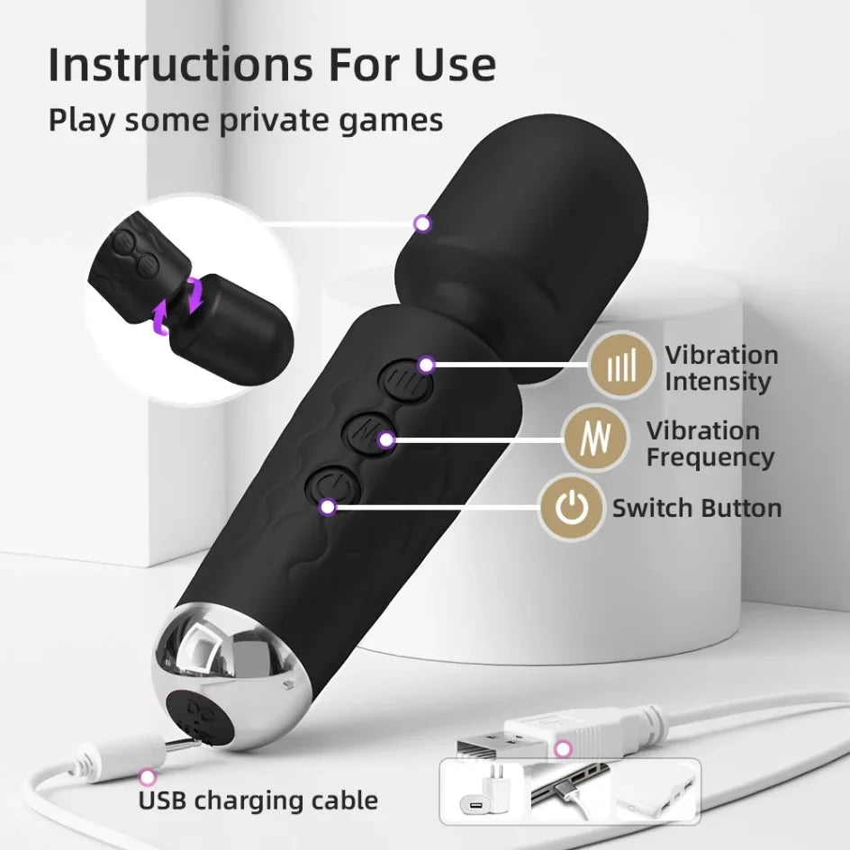 20 Speeds Powerful AV Vibrator for Women, Clitoris Stimulator, Dildo