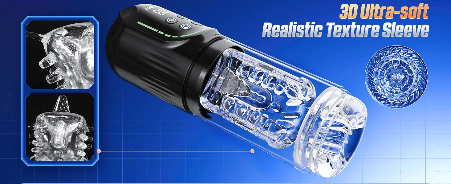 Automatic Thrusting Rotation Sucking Male Masturbator, LCD, Licking Vacuum Penis Pump, Water SPA Real Pocket Pussy Sex Toys for Men