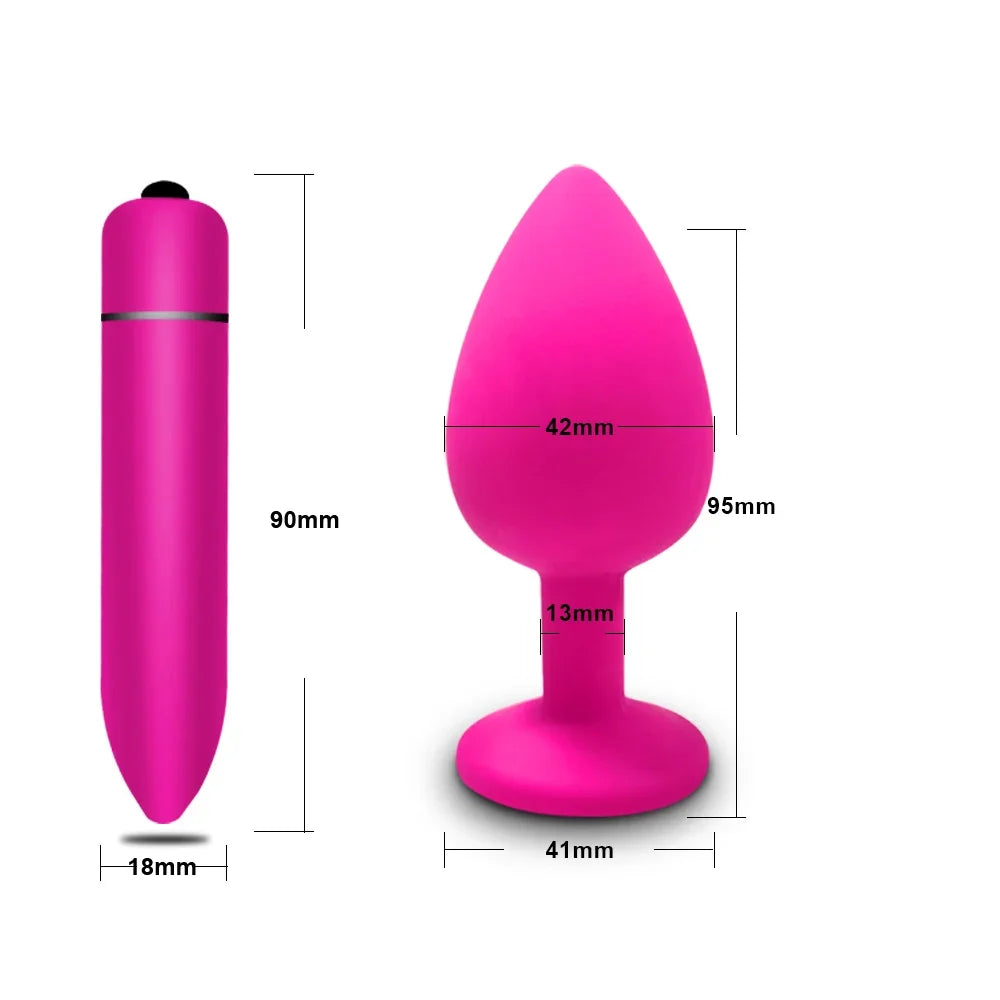 4pcs Soft Silicone Anal Plug, Mini Erotic Bullet Vibrator, Butt Plug Sex Toy for Men Women