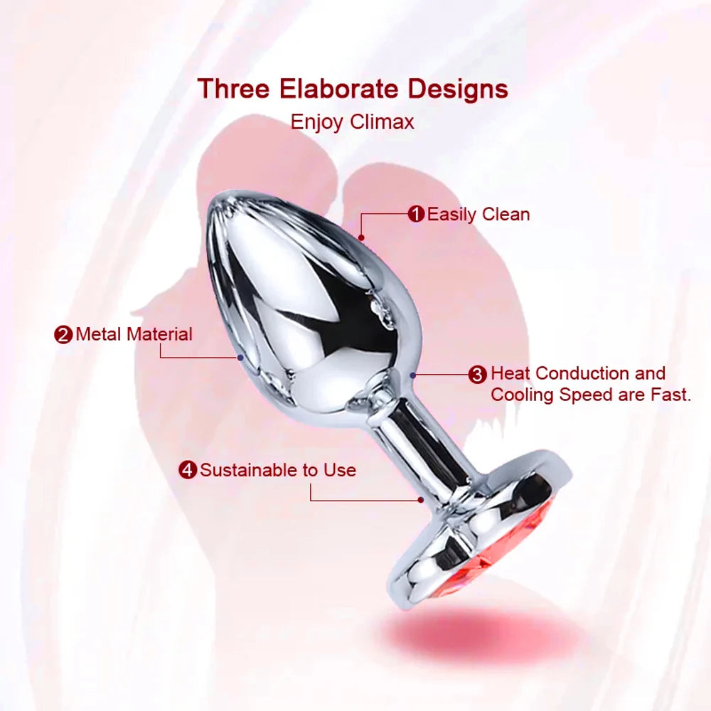 3PCS S/M/L Metal Anal Plug, Butt Plug, for Women and Men