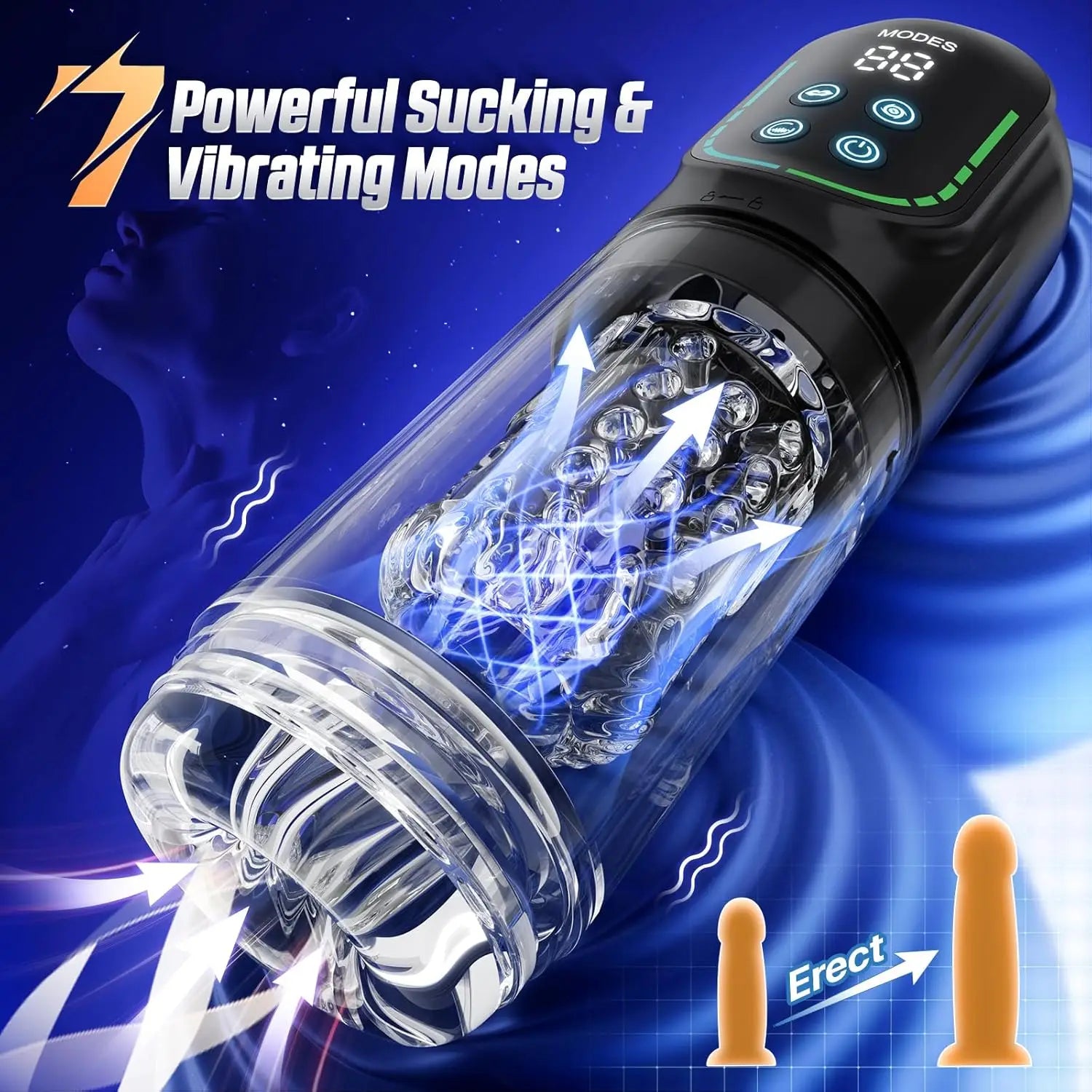 Automatic Thrusting Rotation Sucking Male Masturbator, LCD, Licking Vacuum Penis Pump, Water SPA Real Pocket Pussy Sex Toys for Men