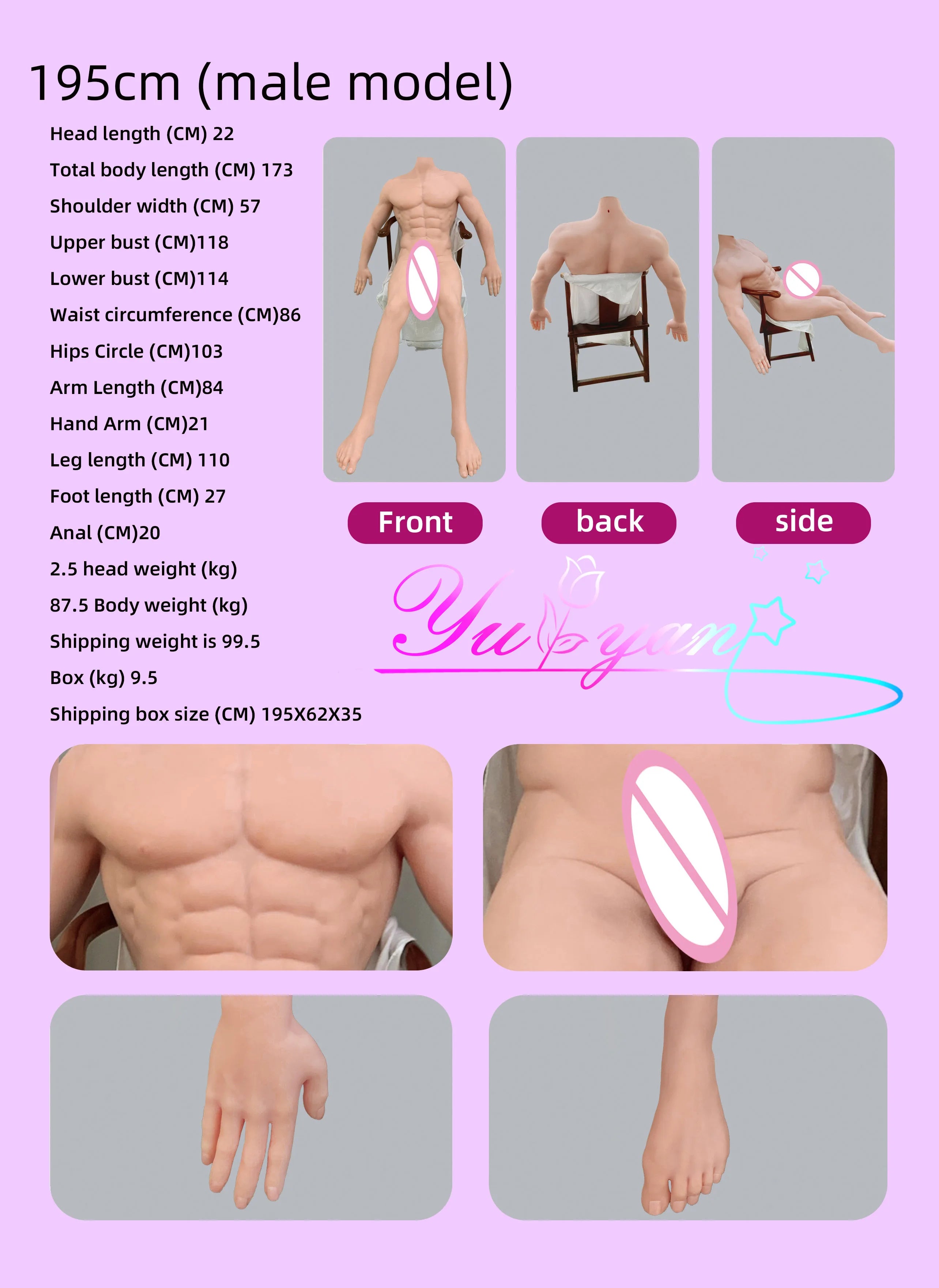 Model-grade sex dolls, Strong male muscles big penis, anus can be inserted into big ass