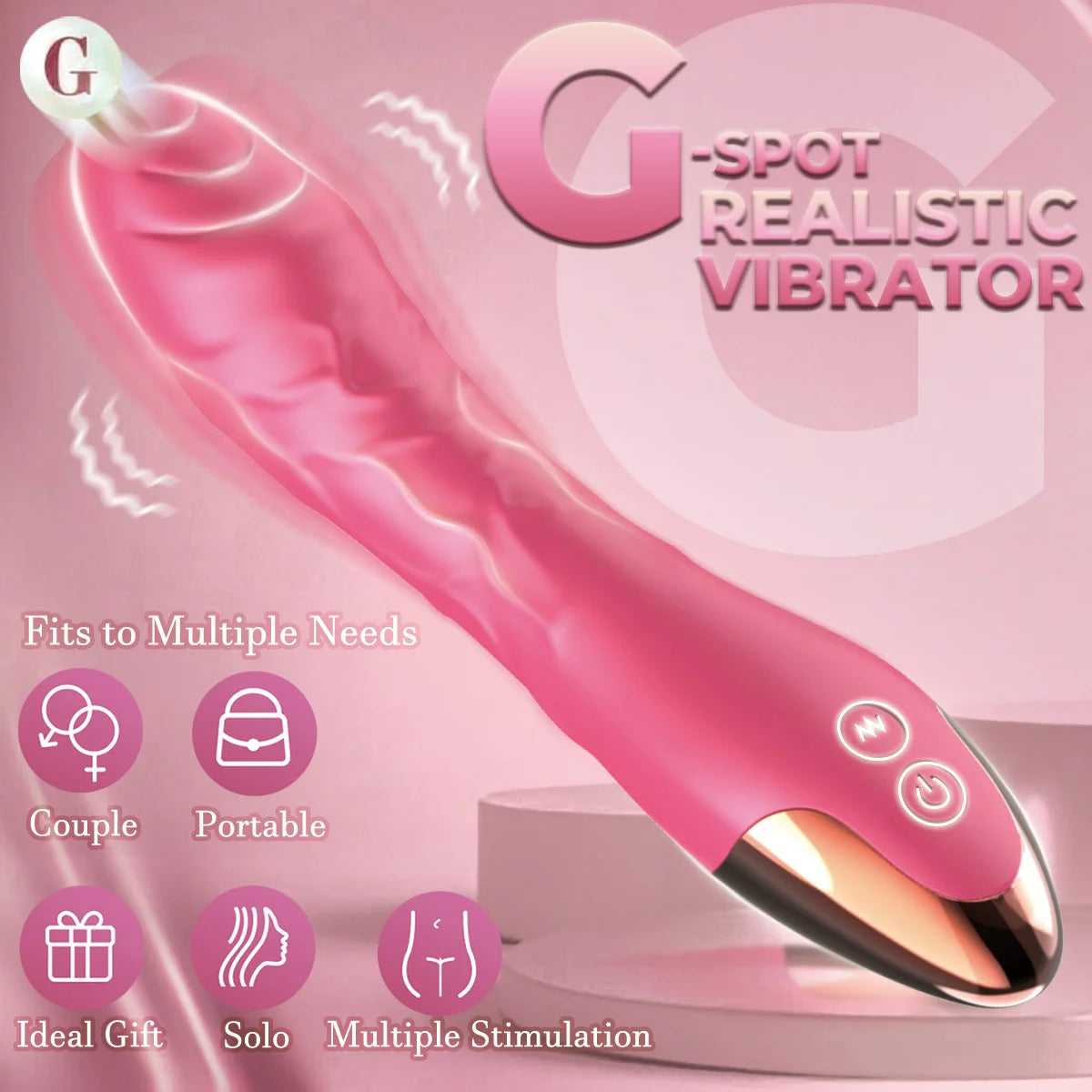 G Spot Vibrator, Clitoris Vibrator, Anal Stimulator, Dildo with 10 Powerful Vibrating Modes