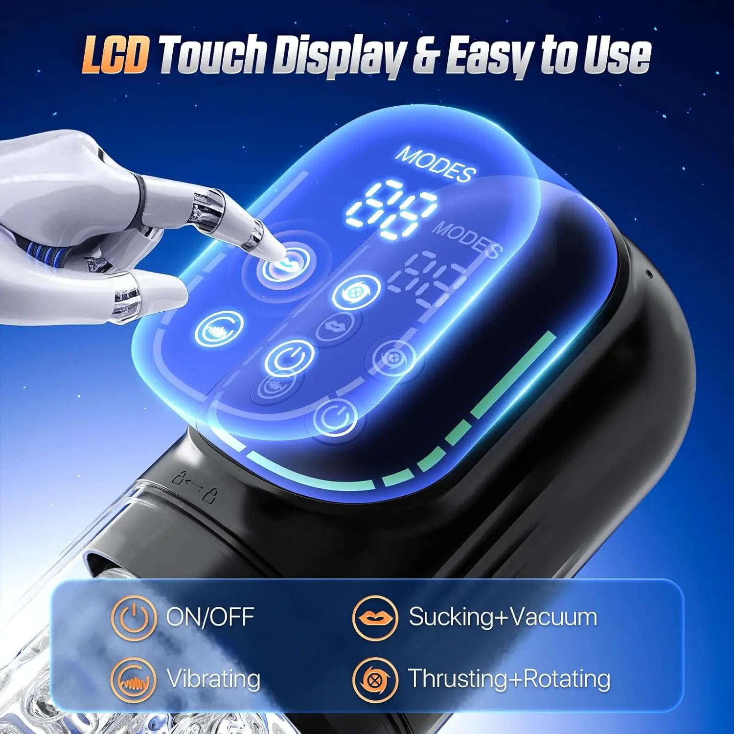 Automatic Thrusting Rotation Sucking Male Masturbator, LCD, Licking Vacuum Penis Pump, Water SPA Real Pocket Pussy Sex Toys for Men