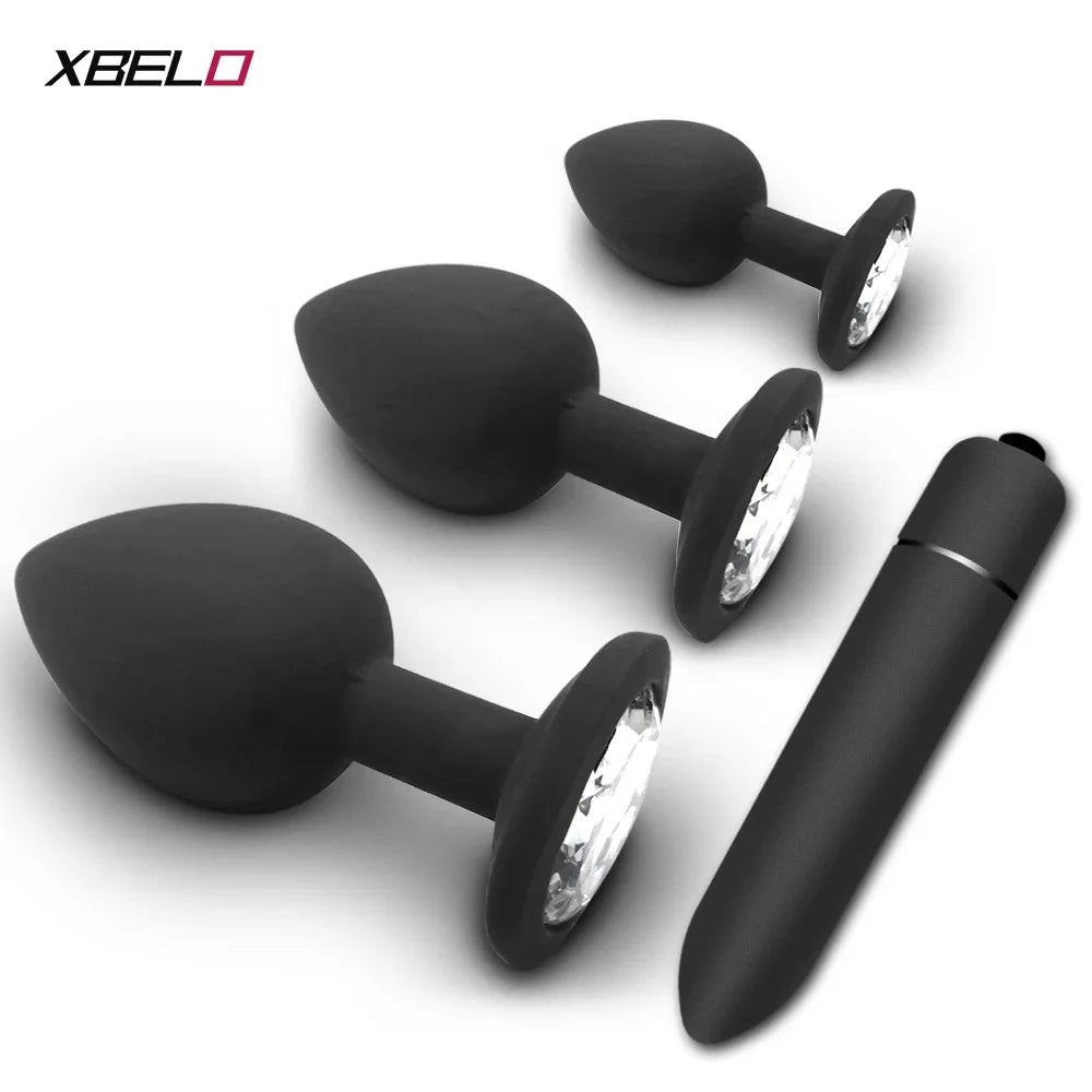 4pcs Soft Silicone Anal Plug, Mini Erotic Bullet Vibrator, Butt Plug Sex Toy for Men Women