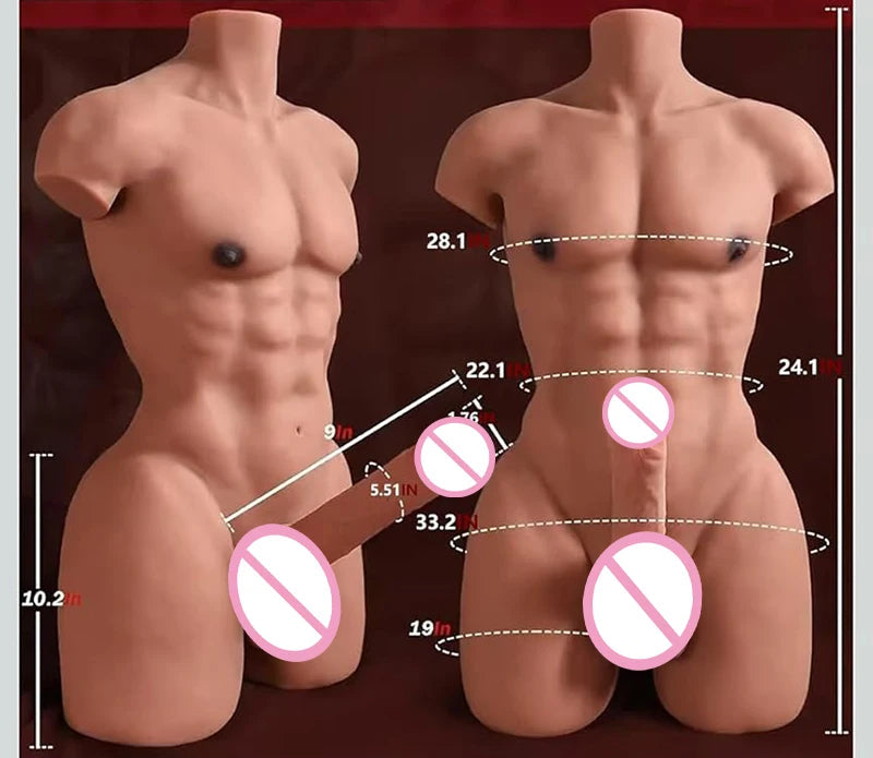 Male Torso Doll for Women, Sex Doll for Women, Real Size, Bendable Big Penis