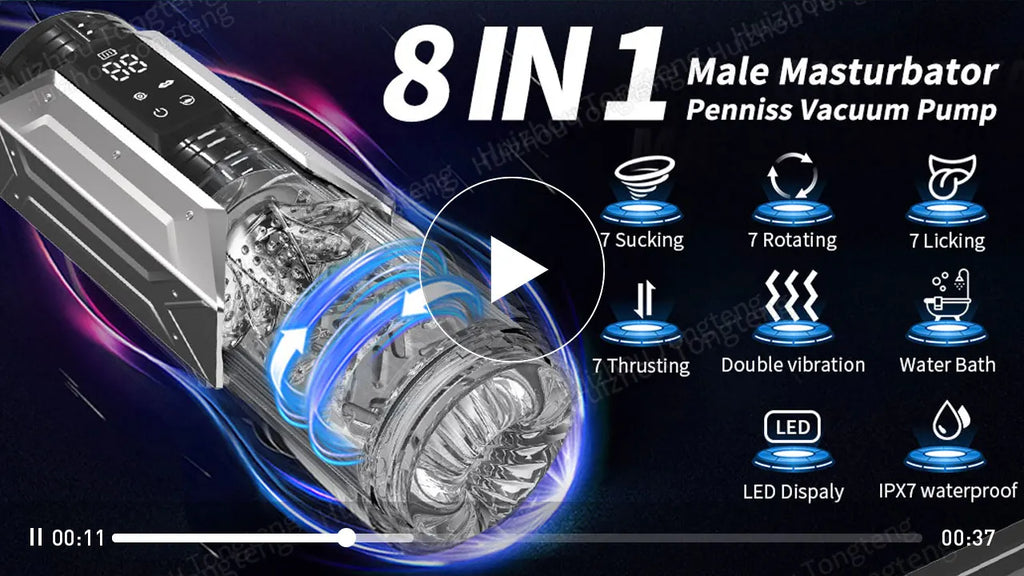 APP LED Automatic Male Masturbator, 7 Sucking Rotating Licking Thrusting Modes, Pocket Pussy Stroker, Blowjob Sex Toys For Men