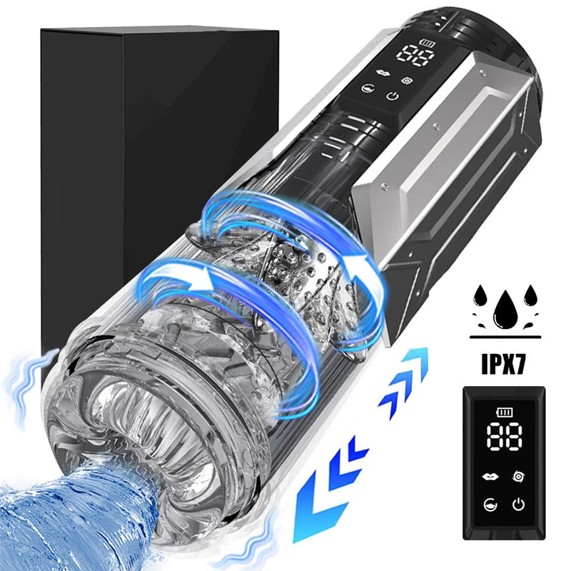 APP LED Automatic Male Masturbator, 7 Sucking Rotating Licking Thrusting Modes, Pocket Pussy Stroker, Blowjob Sex Toys For Men