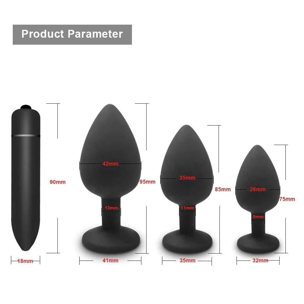 4pcs Soft Silicone Anal Plug, Mini Erotic Bullet Vibrator, Butt Plug Sex Toy for Men Women