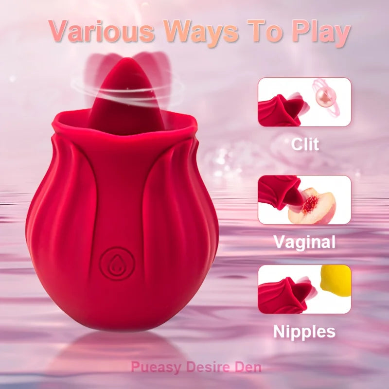 Rose Tongue Licking, Oral Sucking Vibrator for Women Clit Stimulator Female Masturbation Sucker Lick Sex Toy for Women