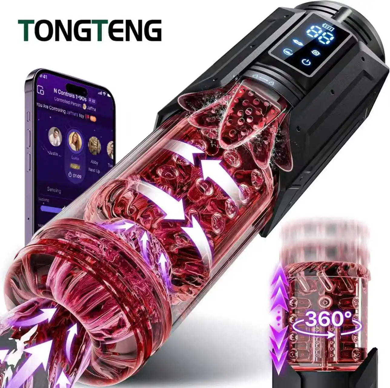 APP LED Automatic Male Masturbator, 7 Sucking Rotating Licking Thrusting Modes, Pocket Pussy Stroker, Blowjob Sex Toys For Men