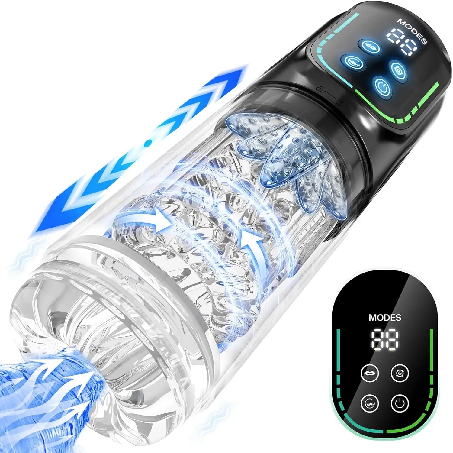 Automatic Thrusting Rotation Sucking Male Masturbator, LCD, Licking Vacuum Penis Pump, Water SPA Real Pocket Pussy Sex Toys for Men