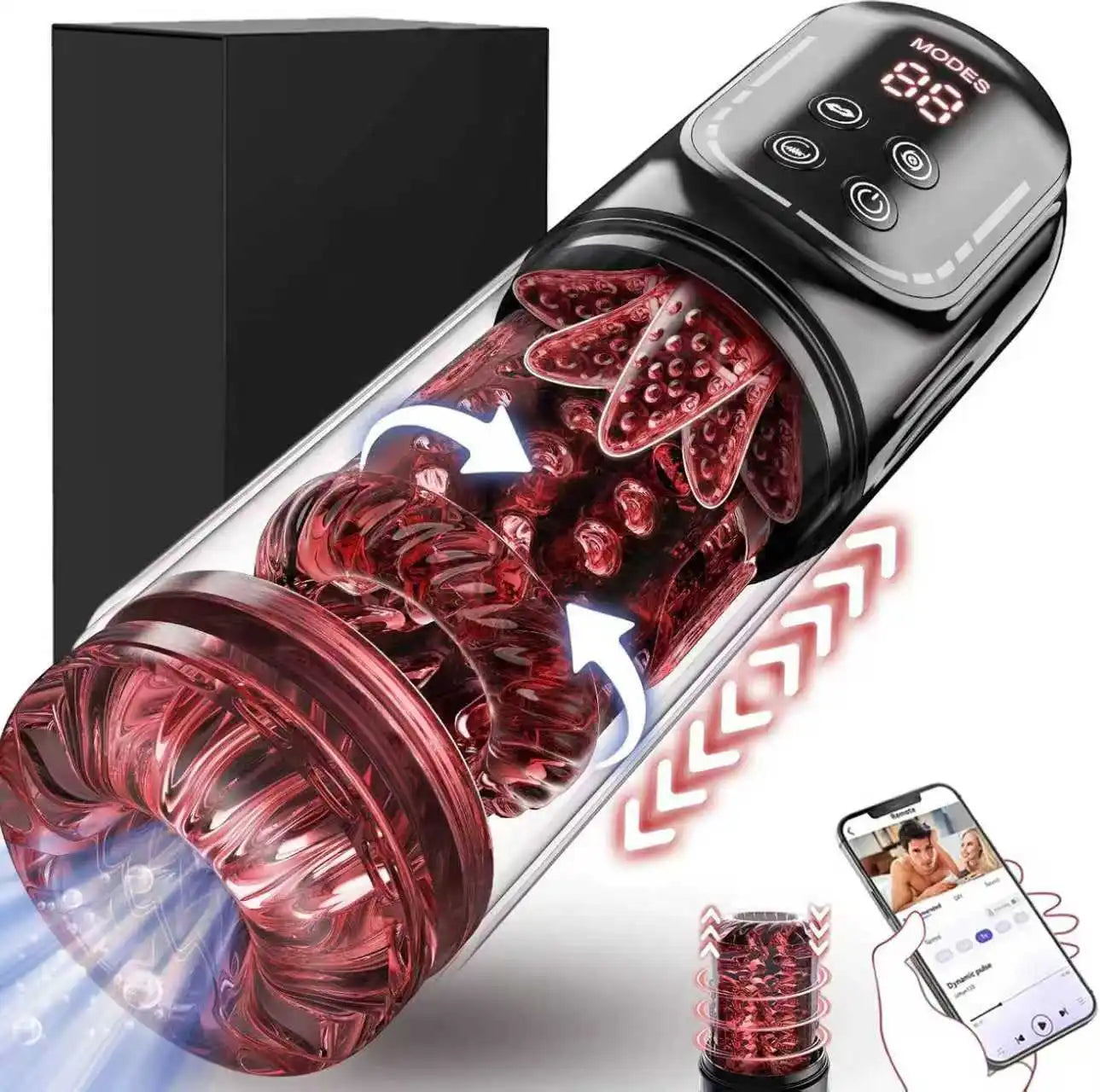 APP LED Automatic Male Masturbator, 7 Sucking Rotating Licking Thrusting Modes, Pocket Pussy Stroker, Blowjob Sex Toys For Men