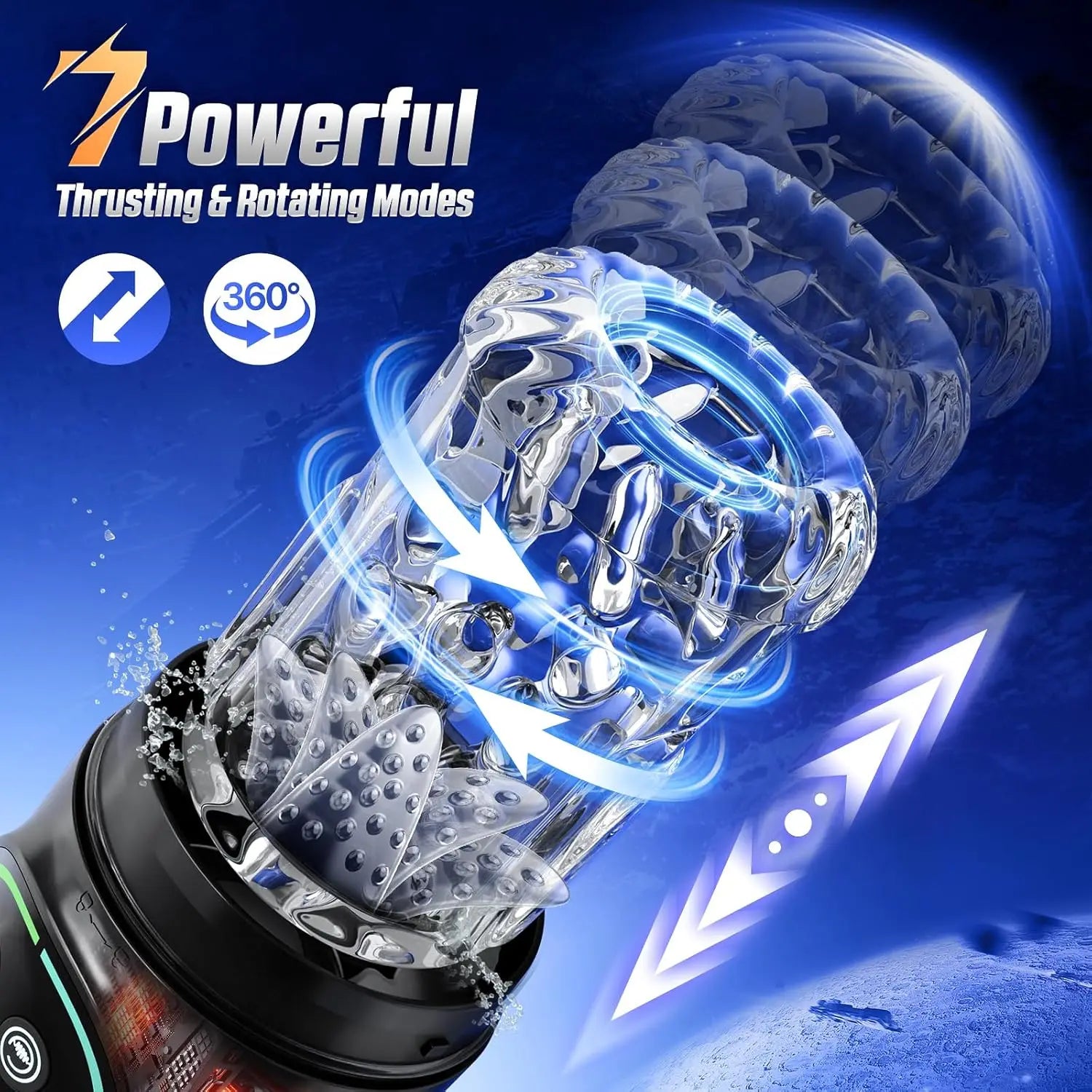 Automatic Thrusting Rotation Sucking Male Masturbator, LCD, Licking Vacuum Penis Pump, Water SPA Real Pocket Pussy Sex Toys for Men