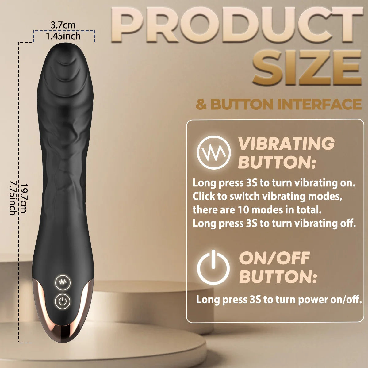 G Spot Vibrator, Clitoris Vibrator, Anal Stimulator, Dildo with 10 Powerful Vibrating Modes