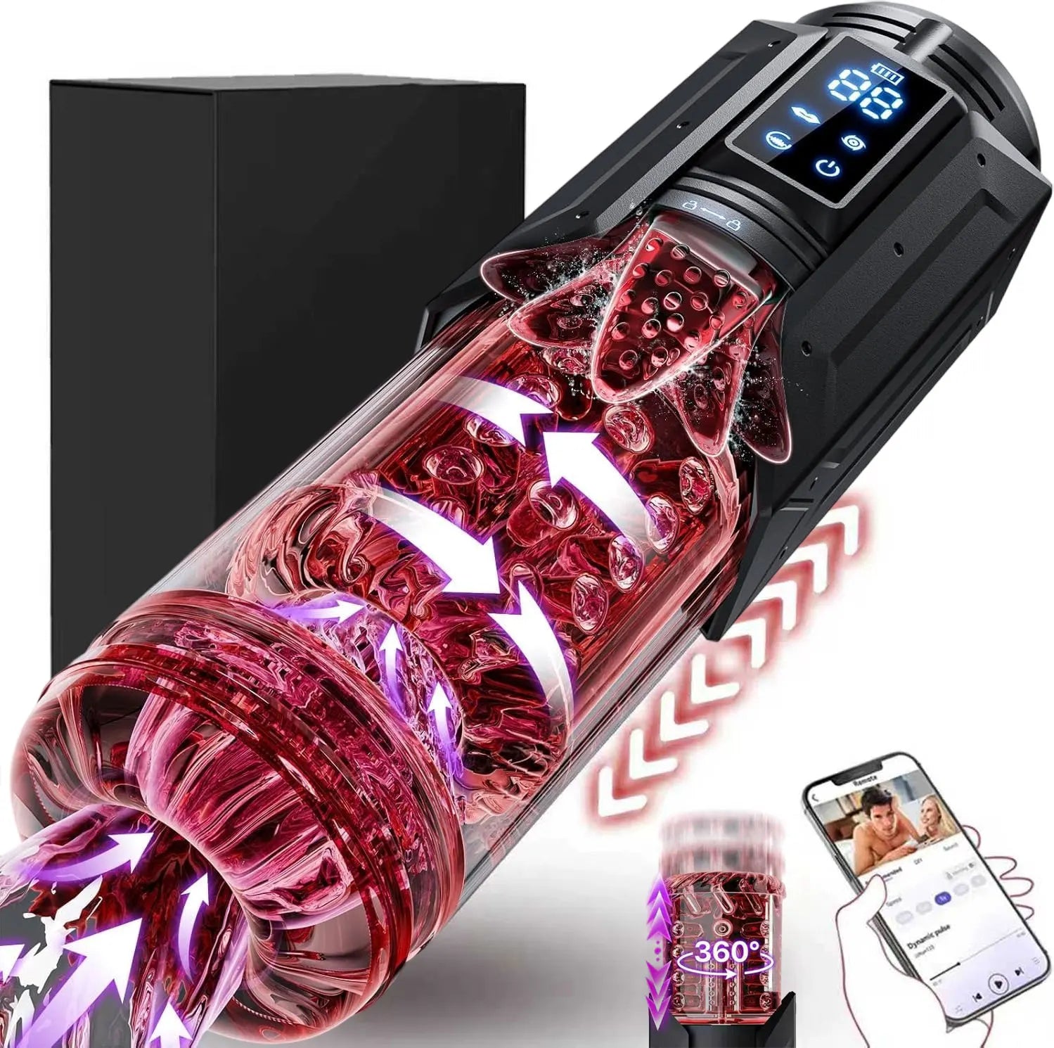 APP LED Automatic Male Masturbator, 7 Sucking Rotating Licking Thrusting Modes, Pocket Pussy Stroker, Blowjob Sex Toys For Men