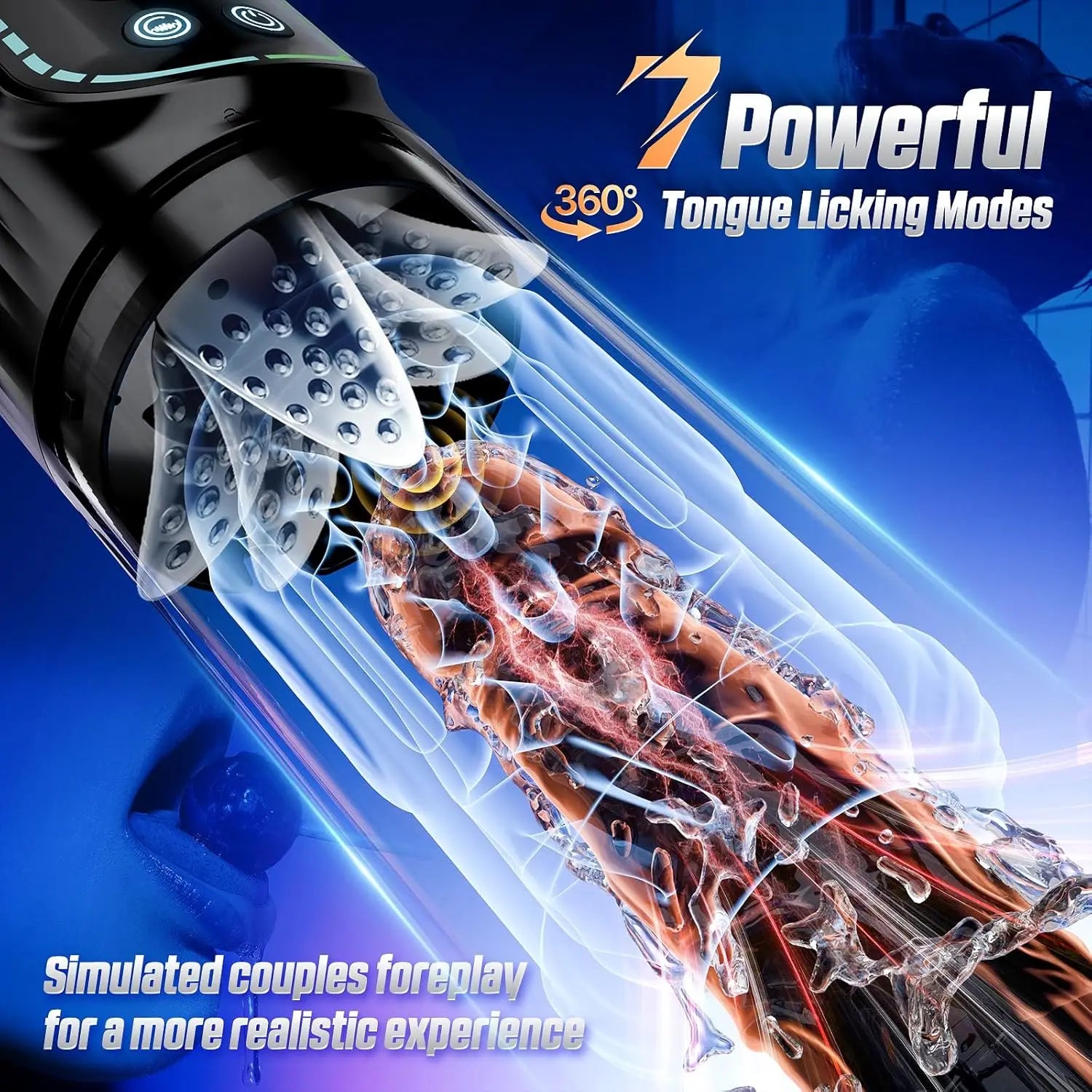 Automatic Thrusting Rotation Sucking Male Masturbator, LCD, Licking Vacuum Penis Pump, Water SPA Real Pocket Pussy Sex Toys for Men