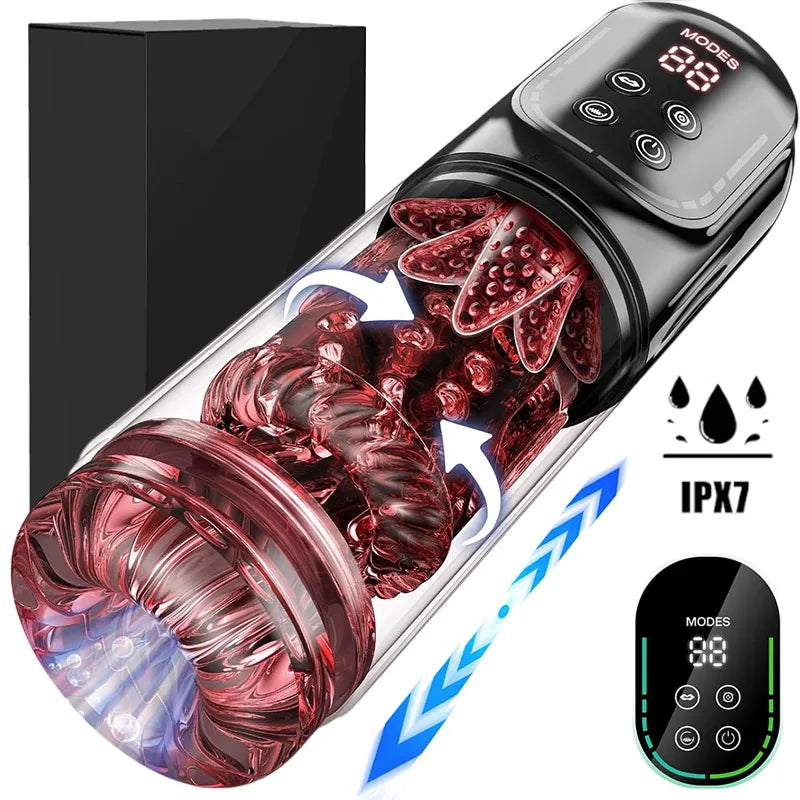 APP LED Automatic Male Masturbator, 7 Sucking Rotating Licking Thrusting Modes, Pocket Pussy Stroker, Blowjob Sex Toys For Men