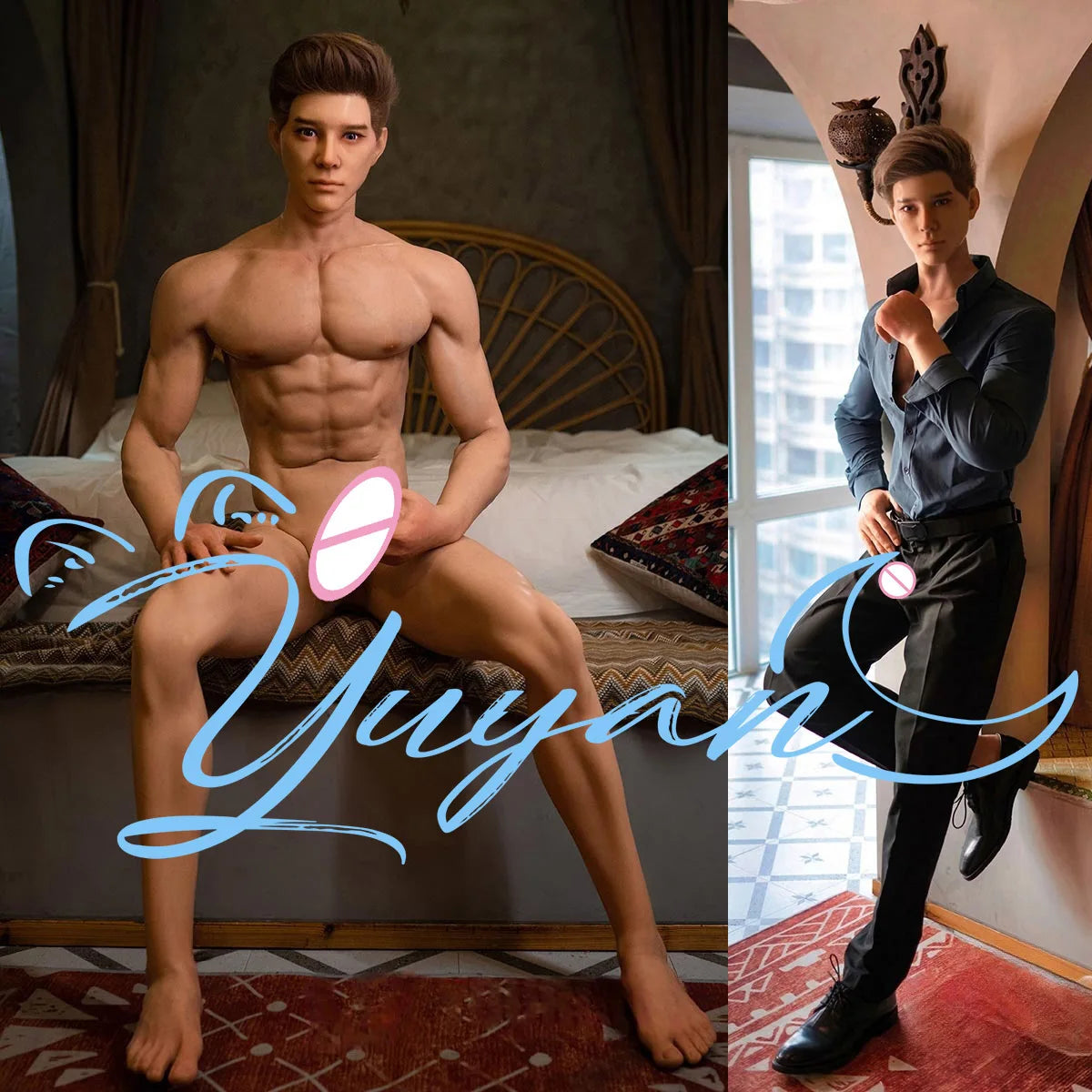 Adult male doll real full size body lifelike silicone big penis, anal oral sex yoga skeleton