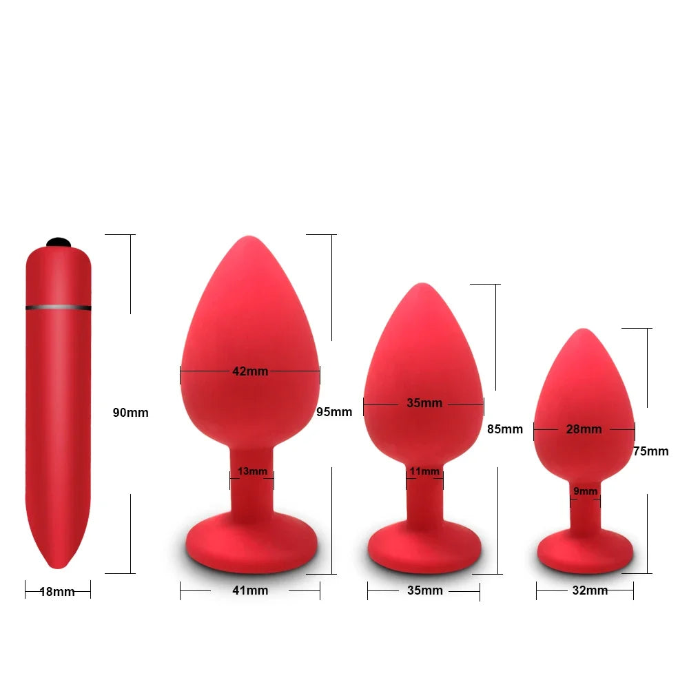 4pcs Soft Silicone Anal Plug, Mini Erotic Bullet Vibrator, Butt Plug Sex Toy for Men Women