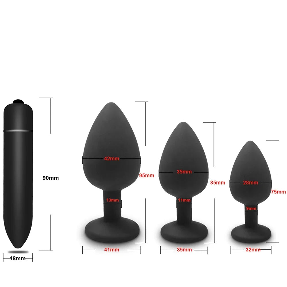 4pcs Soft Silicone Anal Plug, Mini Erotic Bullet Vibrator, Butt Plug Sex Toy for Men Women