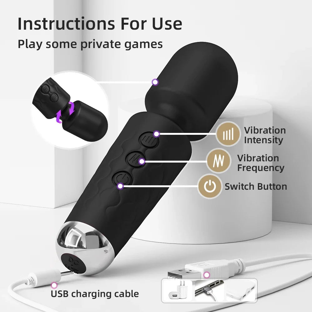 20 Speeds Powerful AV Vibrator for Women, Clitoris Stimulator, Dildo