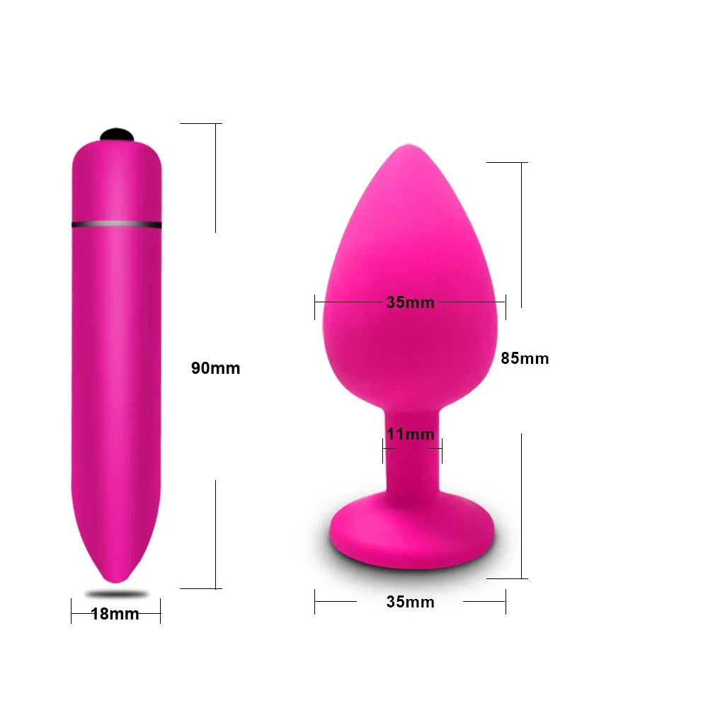 4pcs Soft Silicone Anal Plug, Mini Erotic Bullet Vibrator, Butt Plug Sex Toy for Men Women