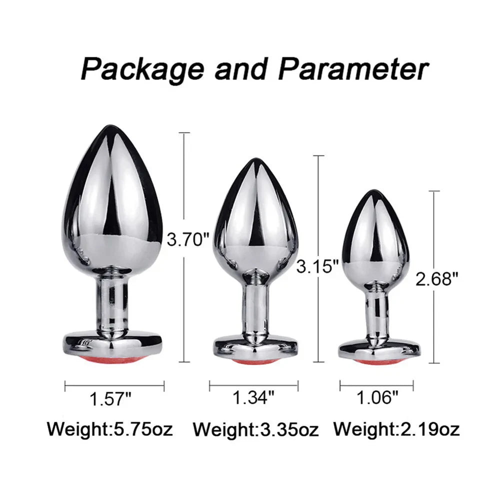 3PCS S/M/L Metal Anal Plug, Butt Plug, for Women and Men