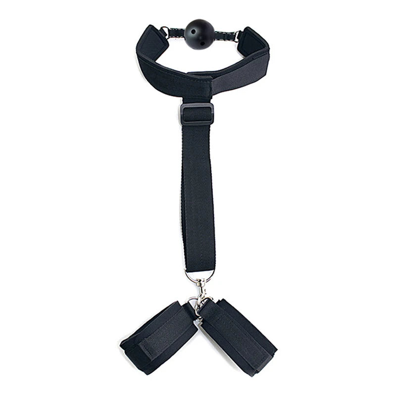 Sex Toys For Couples, BDSM Fetish SM, At The Back Bondage Handcuffs Kit Mouth Plug, Adult Games