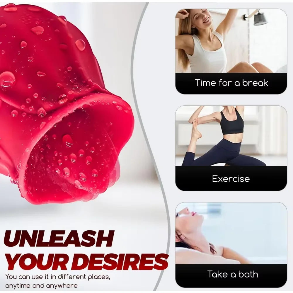 Rose Tongue Licking, Oral Sucking Vibrator for Women Clit Stimulator Female Masturbation Sucker Lick Sex Toy for Women