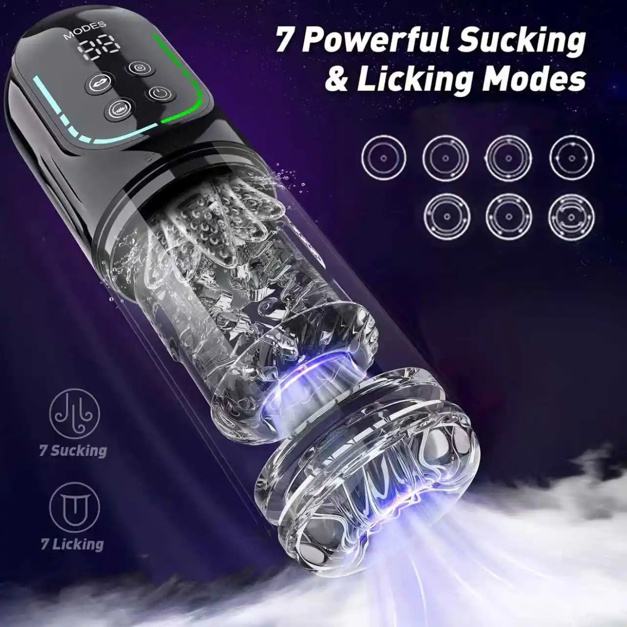 APP LED Automatic Male Masturbator, 7 Sucking Rotating Licking Thrusting Modes, Pocket Pussy Stroker, Blowjob Sex Toys For Men